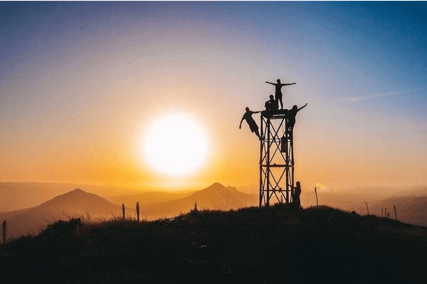 Photo of water tower at sunset.