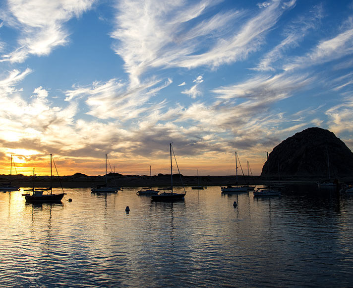 Morro Bay Harbor at sunset