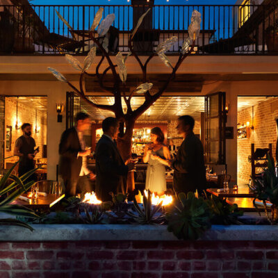 Outdoor dining and bar at Granada Hotel