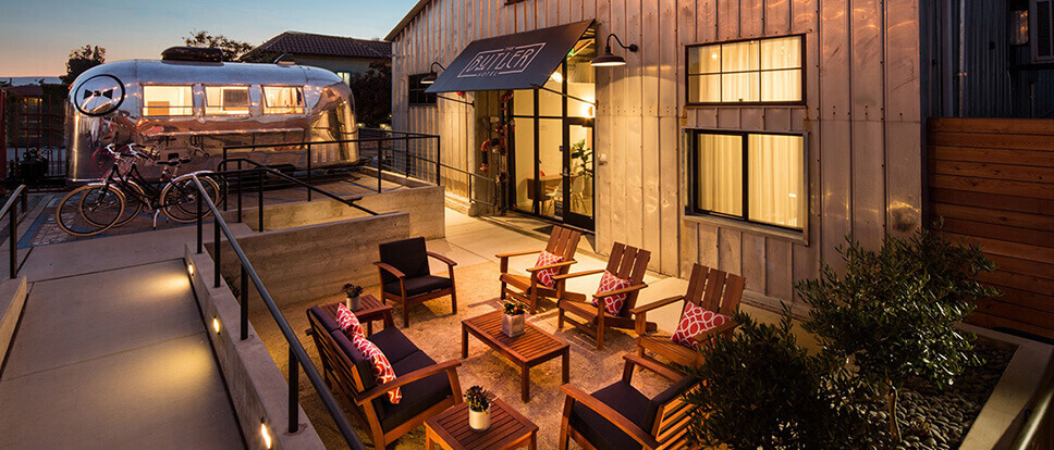 Patio at the Butler Hotel in San Luis Obispo California