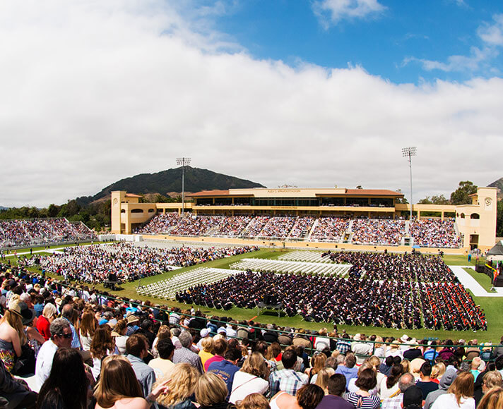 Cal Poly graduation in Spanos Stadium, San Luis Obispo