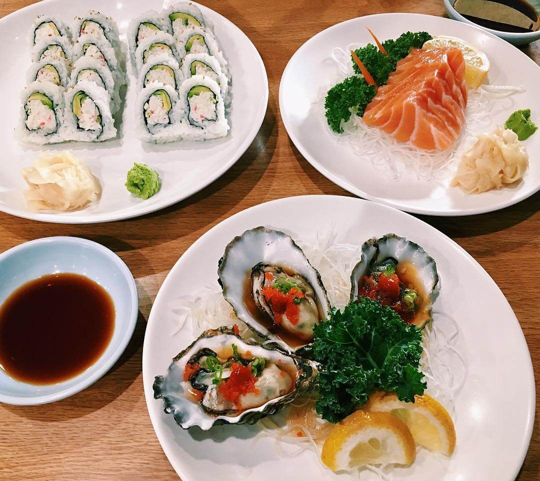 Oysters, Sushi rolls, and fresh fish from HaHa Sushi in San Luis Obispo