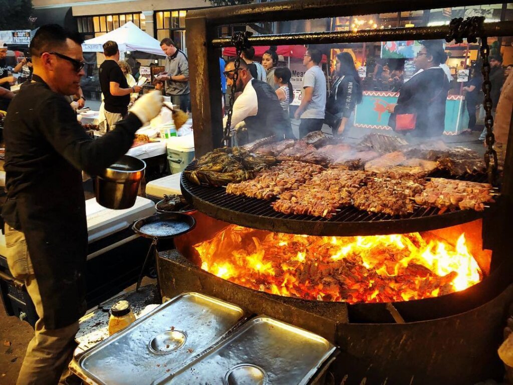 Santa Maria Style BBQ over open flames from F. McLintocks at the Downtown San Luis Obispo Farmers' Market