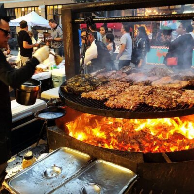 Santa Maria Style BBQ over open flames from F. McLintocks at the Downtown San Luis Obispo Farmers' Market