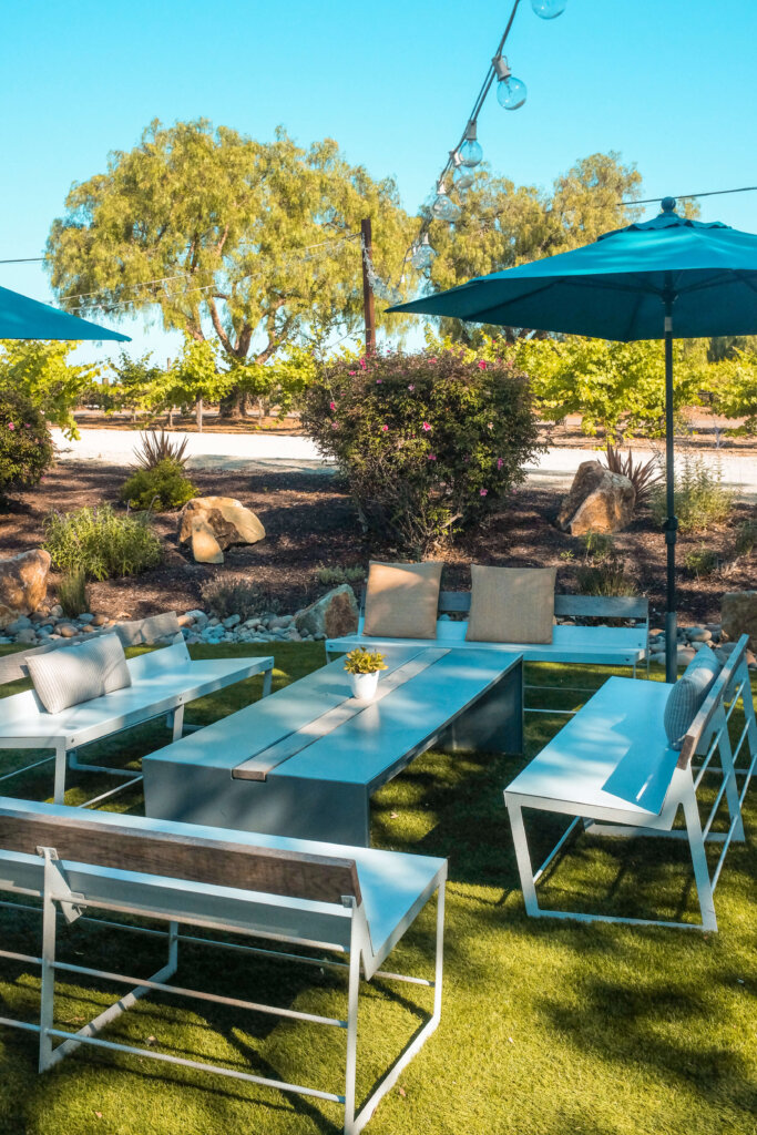 Saucelito Canyon Vineyard Ourdoor Shaded Seating in San Luis Obispo