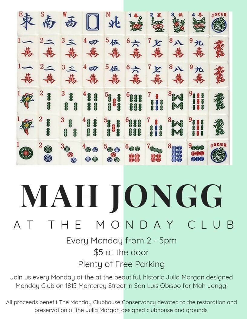 Maj Jongg at the Monday Club Flyer