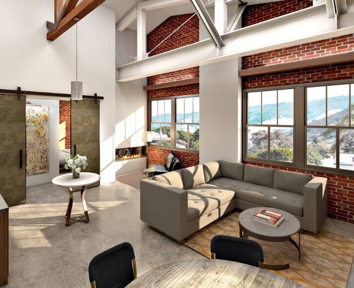 Hotel Cerro loft with open, bright windows.