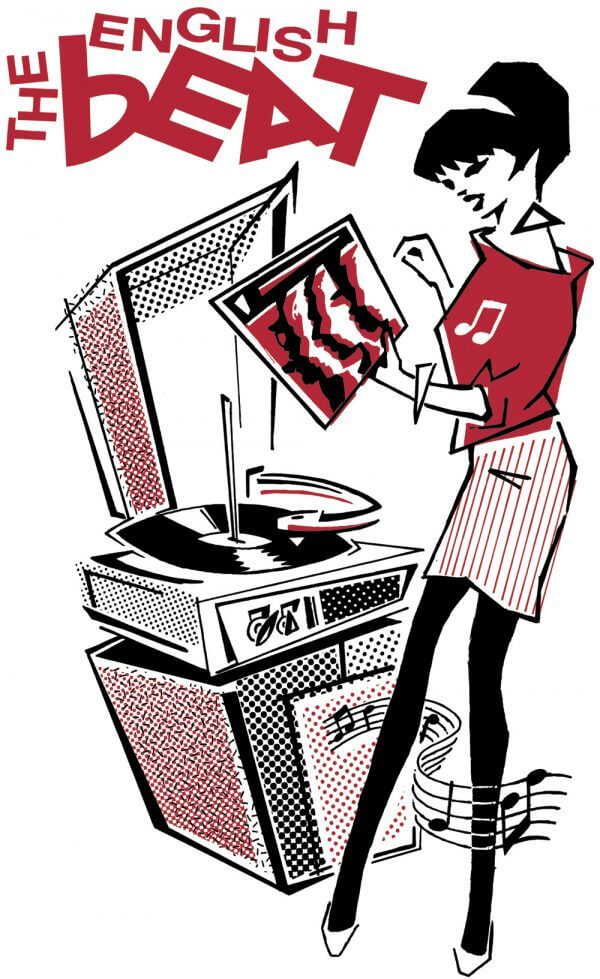 The English Beat cartoon of a woman at a record player.