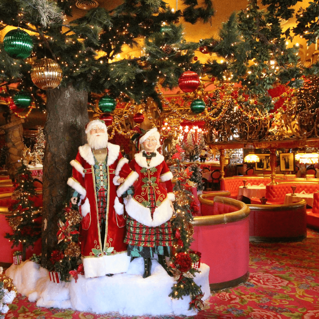 Visit the Madonna Inn to see their holiday decorations.