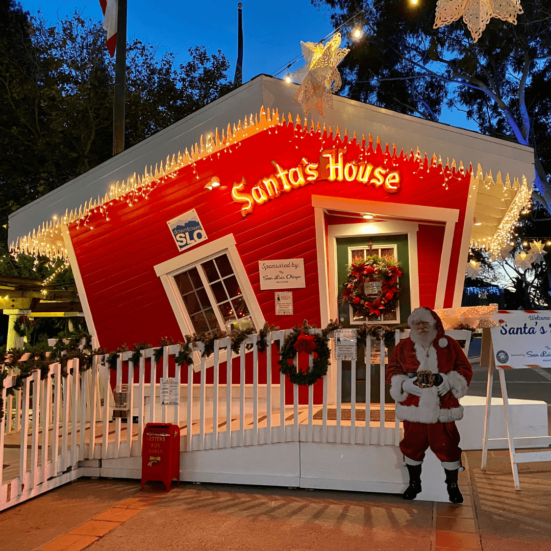 Visit the SLO Holiday plaza and Santa's House.