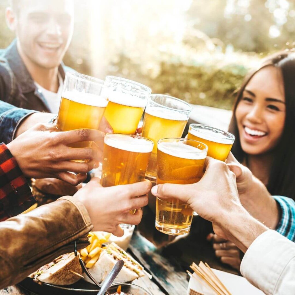 friends gather for a round of drinks at a restaurant in san luis obispo