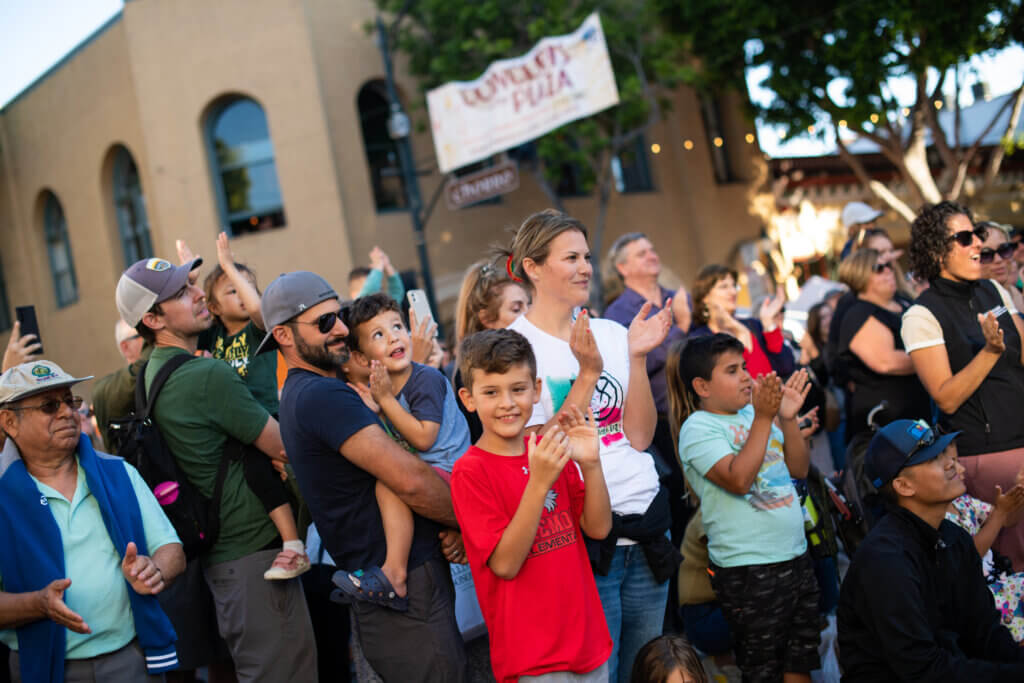 Crowd enjoying live entertainment at SLO Farmers' Market