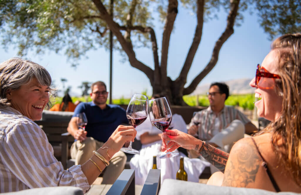 People doing wine tasting in SLO