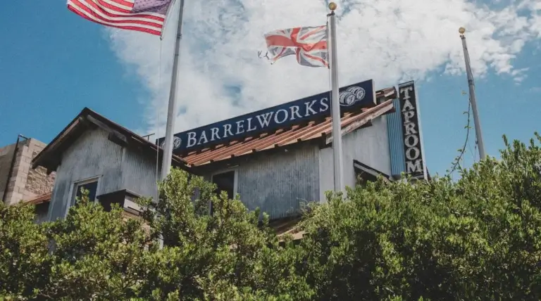 Barrelworks Taproom exterior with sign included