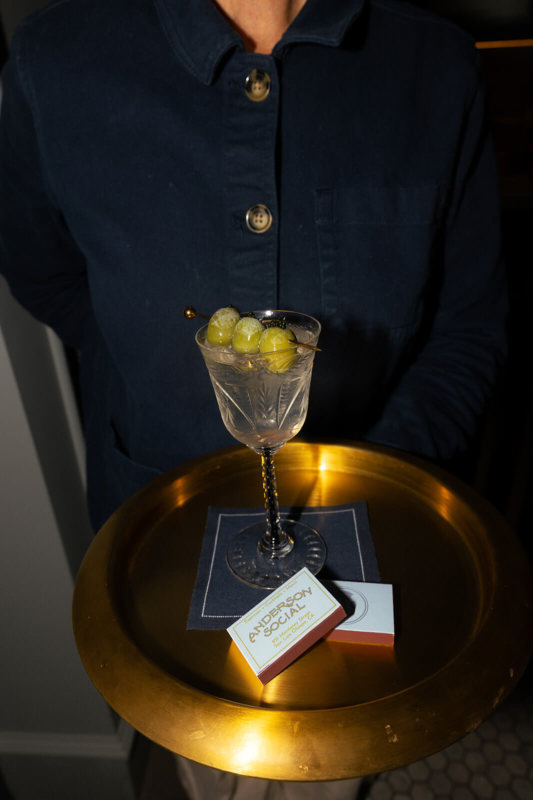 drink on a platter at Anderson Social